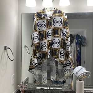 Lightweight, flowy button down shirt.